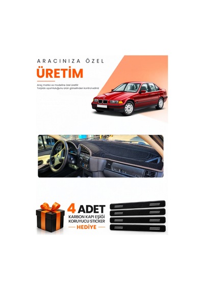 Bmw 3.20i E36 Aırbagsiz 1990-2000 Uyumlu Torpido Koruma Örtüsü Oto Kılıfı - Siyah Gri