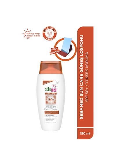 Sebamed Makyaj Cantasi Hediyeli - SPF 50+ UVA UVB Filtresi E Vitamini Üçlü Yüksek Koruma Güneş Losyonu 150 ML