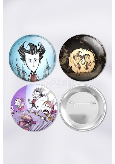 Don't Starve Together Video Oyun Çanta Süsü İğneli Buton Rozet Seti 3 Adet Üçlü