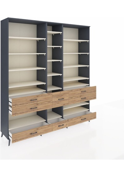 Hyperion Dolap 19 Raflı 8 Çekmeceli 220x44x243 Antrasit-aytaşı/çam Aytası/atlas Çam Hyperion Dolap 19 Raflı 8 Çekmeceli 220x44x243 Antrasit-aytaşı/çam Aytası/atlas Çam