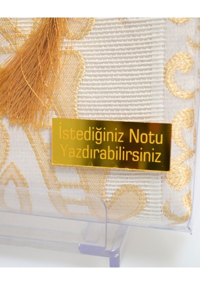 Kişiye Özel Pamuk Dokulu Seccade Ve İnci Tesbih Özel Hediye Seti Gold