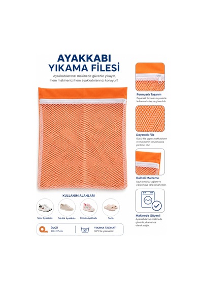 2 Li Yıkama Filesi Seti 40x38 Cm Ayakkabı Yıkama Filesi + 38x58 Cm Boğmalı Çamaşır Filesi Diğer