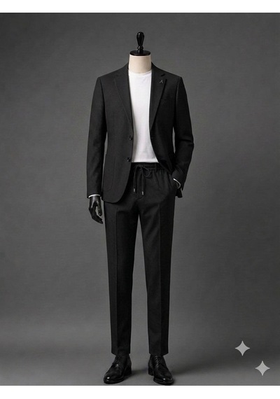 Atkgiyim Takım Elbise Erkek Slim Fit Modern Kesim Ceket Pantolon İkili Takım Siyah - Siyah Atkgiyim Takım Elbise Erkek Slim Fit Modern Kesim Ceket Pantolon İkili Takım Siyah - Siyah