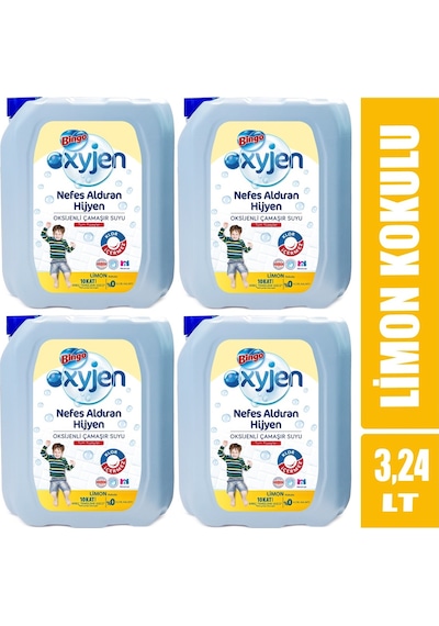 Bingo Çamaşır Suyu 3240ML Oksijenli Limon Kokulu (4 Lü Set)