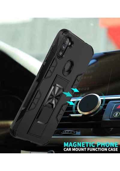 Kilifone - Galaxy A11 Uyumlu Kılıf Katlanabilir Standlı Koruyucu Volve Kapak - Kırmızı - T14234