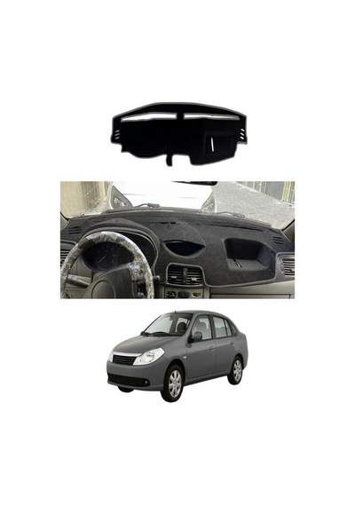 Renault - Symbol Airbagsiz 1999-2008 Uyumlu Torpido Koruma Kılıfı - Gri Şeritli
