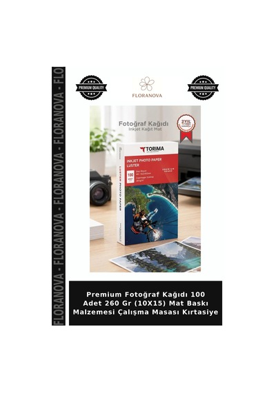 Premium Fotoğraf Kağıdı 100 Adet 260 Gr 10x15 Mat Baskı Malzemesi Çalışma Masası Kırtasiye