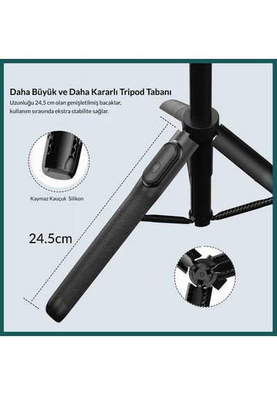 Apexel 1.5 Metre Profesyonel Uzayan Bluetooth Selfie Çubuğu Ve Tripod Standı
