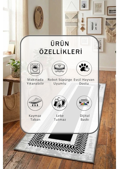 Yıkanabilir Yolluk 46 Siyah