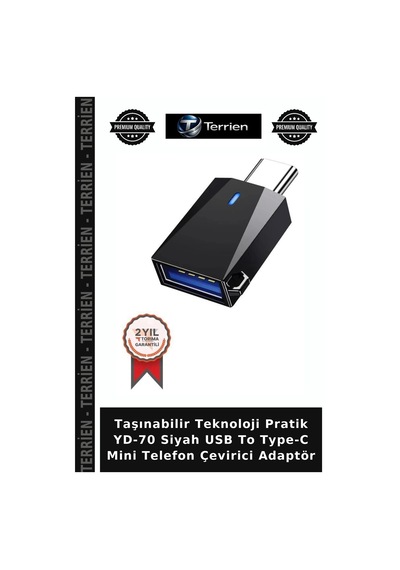 Taşınabilir Teknoloji Pratik Yd-70 Siyah Usb To Type-c Mini Telefon Çevirici Adaptör