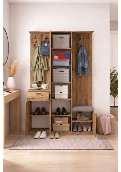 Harmony Partmanto Vestiyer Ayakkabılık 106x190x39 Cm - Modern Tasarım Kahverengi