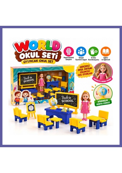 Bezos Enf-39186 World Okul Seti Oyuncak Okul Set Nıda