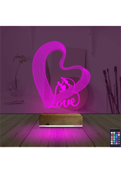 Luvivia Kalp Love Sevgiliye Hediye 3d Lamba - Masa Gece Lambası Şeffaf