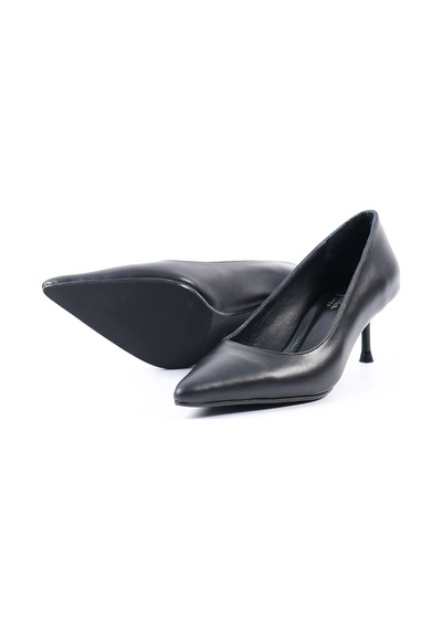 Tuna Hakiki Deri Siyah Topuklu Kadın Ayakkabı, Stiletto - Z8583 Siyah