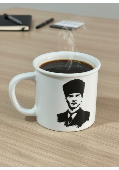 Porselen Kupa Atatürk Desenli 250 Cc Beyaz
