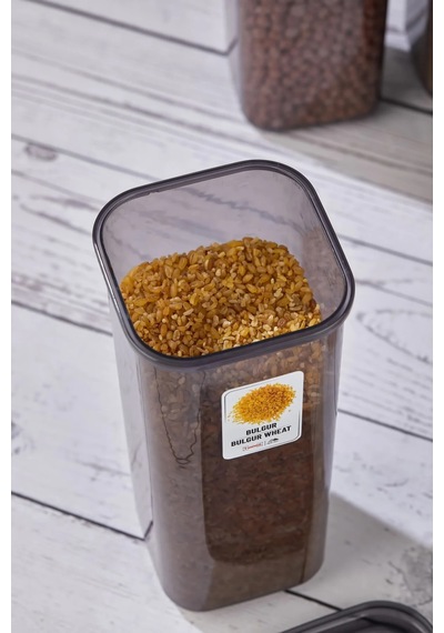 4 Adet 8 Parça Erzak Bakliyat Saklama Kabı Seti 2x1100 Ml 2x1700 Ml Mutfak Düzenleyici Gri - 771473641 Gri