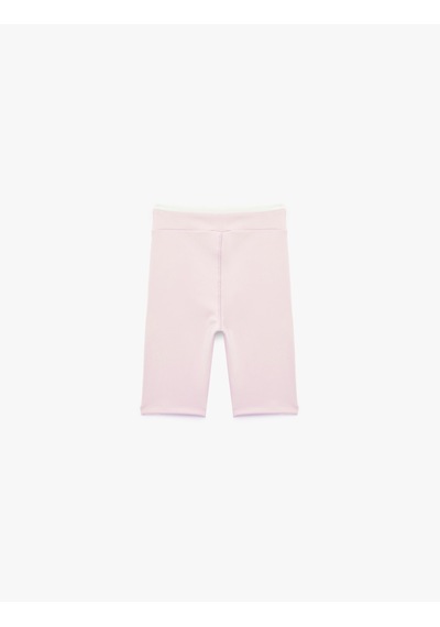 Koton Beli Lastikli Basic Biker Kısa Tayt Pembe 6skg40208ak Gül