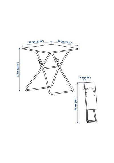 Ikea Gunde Katlanır Mutfak Masası, Siyah, 67x67 Cm