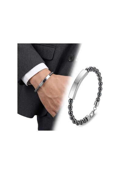 Premium Hematit Beyaz İsim Yazılabilir Ve Ayarlanabilir Çelik Zincir Bileklik 31832b29d9 - 23 Cm Gümüş