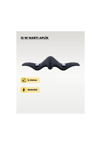 12 W Martı Aplik Iç Ve Dış Mekan Aplik Siyah Kasa Günışığı Led Aplik