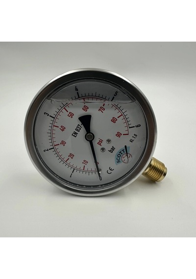 Ø 100 - 0 - 2.5 Bar 1/2 Gliserinli Alttan Çıkışlı Manometre