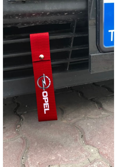 Opel Logolu Kırmızı Renk Yüksek Kalite Tampon Dili & Çeki İpi 2'li Set Kırmızı