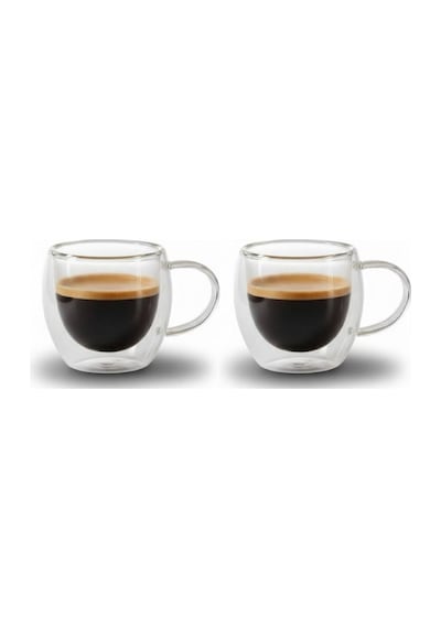 Reoona 2'li Türk Kahvesi Bardağı Kuplu Espresso Bardağı Çift Cidarlı 80 Ml Şeffaf