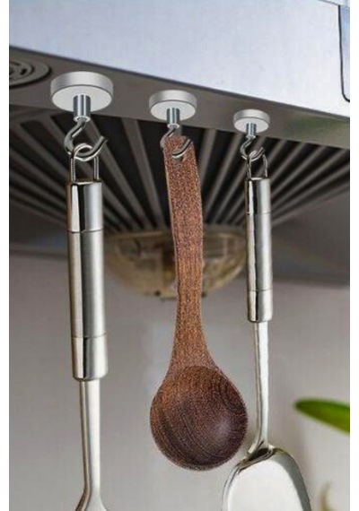 2 Adet Çok Amaçlı Manyetik Magnet Askı Mutfak Banyo Eşya Tutucu Askılığı Metal Beyaz Cn Diğer