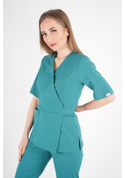 Ameliyat Yeşili Elegant Model Cerrahi Üniforma Belden Bağlamalı Scrubs Takım Ameliyat Yeşili