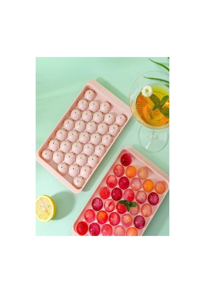 Büyük Küre Buz Kalıbı Kapaklı 33 Hazneli Yuvarlak Misket Buz Kalıbı 24,5x14,5x3 Cm Diğer