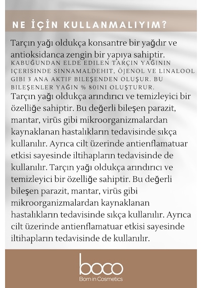 Boco Born In Cosmetics %100 Saf Tarçın Uçucu Yağı 5 ML
