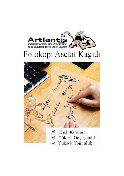 Artlantis Asetat Kağıdı Pvc A4 25 Adet 100 Micron Fotokopi Asetatı Şeffaf A4 Kağıdı 21x29,7 Projektör Tepegöz Genel