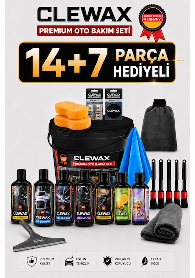 21 Parça Premium Araç, Motorsiklet Yıkama Ve Bakım Seti