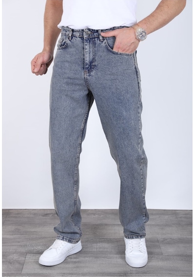 Blayn Jeans Erkek Antrasit Baggy Kot Pantolon - Geniş Kalıp Günlük Rahat Denim Jean Açık Gri