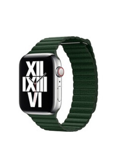 Apple Watch Uyumlu Ultra 49mm Kordon Krd-09 Deri Lop Strap Kayış - Koyu Yeşil