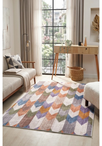 Raschel Carpet Bohem Yıkanabilir Leke Tutmaz Modern Multi Renkli Özel Seri Kaymaz Taban Halı Kilim Yolluk Rcmultı Klm 001 Çok Renkli