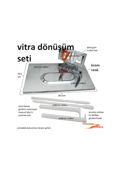 VitrA Gömme Rezervuar Dönüşüm Seti Buton ve Mafsal Takım Set Manu