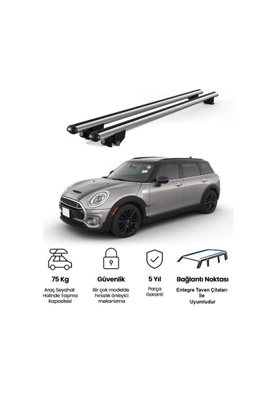 Kanca Mini Clubman 2016 Ve Sonrası Uyumlu Gri Kilitli Ara Atkı 110cm Port Bagaj Tavan Barı