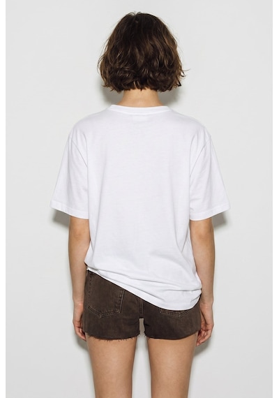 Kadın V Yaka For Love Nakış Ve Boncuk İşlemeli Oversize T-shirt 2240 60286329 - Beyaz