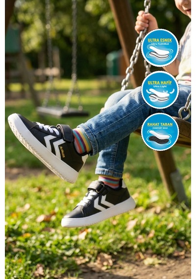 Hummel Siyah Cırtlı Hafif Cilt Unisex Çocuk Spor Ayakkabı 900869 Hml Malmo Jr