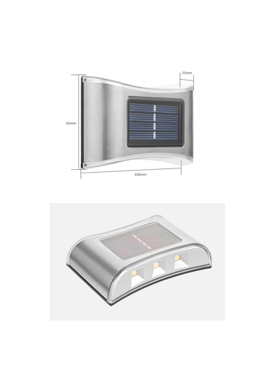 Technojet 2Adet 6Ledli Modern Solar Duvar Lamba Dekorasyon Aydınlatma Metal Aplik Güneş Enerji Gün Işığı