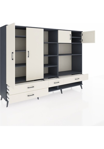 Hyperion Dolap 12 Raflı 4 Çekmeceli 4 Kapaklı 220x44x163 Antrasit Antrasit-aytaşı Hyperion Dolap 12 Raflı 4 Çekmeceli 4 Kapaklı 220x44x163 Antrasit Antrasit-aytaşı