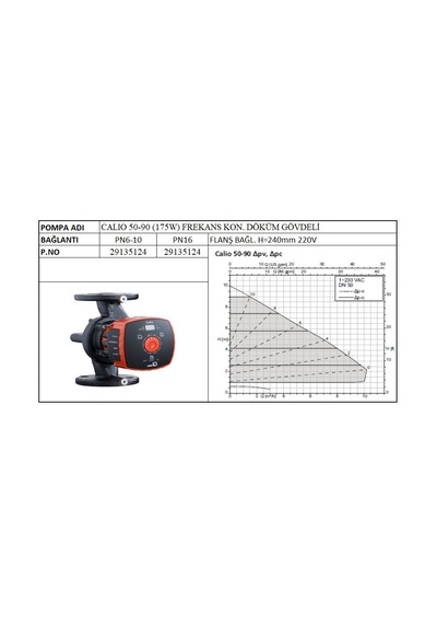 Ksb Calio 50-90 175w Frekans Kon. Döküm Gövdeli Sirkülasyon Pompası - Dn50 Flanş Bağlantılı