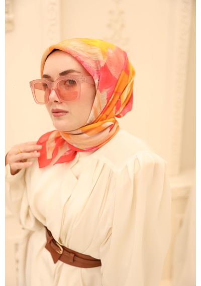 Silk Home Olinda İpek Eşarp 47001-12 Mercan, Bej, Pembe, Bordo, Ekru