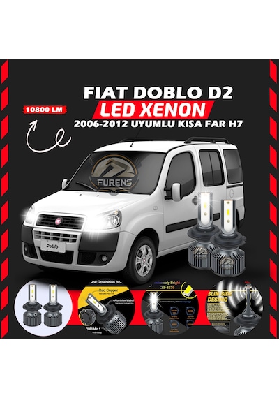 Fiat Doblo D2 2006-2012 Kısa Far Uyumlu Şimşek Etkilii Led Xenon Premium Series H7