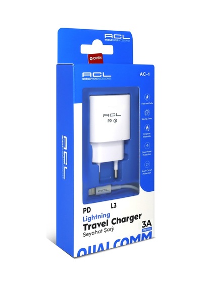 3 Amper 20 Watt Type - C Çıkışlı - Lightning Apple iPhone Uyumlu Hızlı Şarjı - 1 Metre Kablo