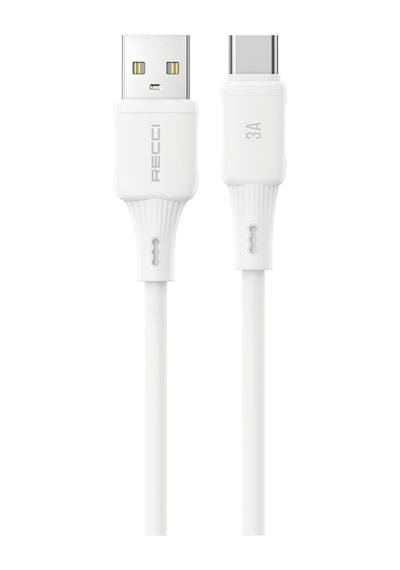 Recci Rs52c Usb-a To Type-c 3a Hızlı Şarj Özellikli Data Ve Şarj Kablosu 1m Beyaz