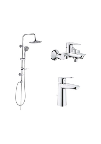 Grohe Baudge Banyo Bataryası 23605000 Lavabo Bataryası 23758000 Ve Tema 53230 Tondo Tepe Duş Seti Krom