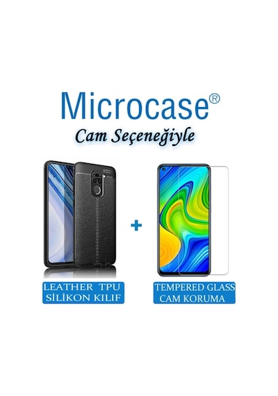 Xiaomi Redmi Note 9 Leather Tpu Silikon Kilif - Siyah + Cam (Seç) 435859809