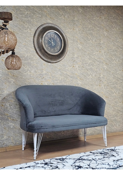 Zafir İkili Teddy Beyaz Boyalı Telli Ayak Çay Seti Koltuk Tekli Berjer , Balkon, Salon, Ofis Füme